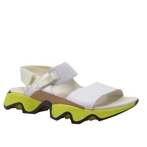 SOREL Kinetic Impact II Sling Low White Leather Chunky Platform Sandals 7.5